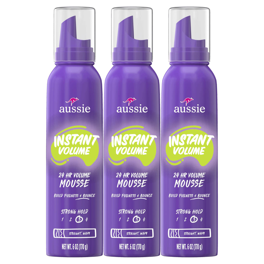 Aussie mousse frontal del pack mostrando diseño y volumen