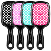 Aussumy cepillo frente pack mostrando diseño ventilado y color rosa, agarre cómodo