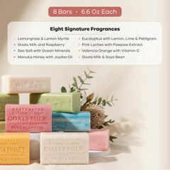 Australian Botanical Soap etiqueta en detalle con ingredientes y certificaciones visibles