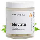 Avantera Elevate frasco frontal mostrando etiqueta legible y beneficio enfoque