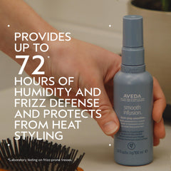 Aveda Smooth Infusion textura del suero en gota destacando ligereza y absorción