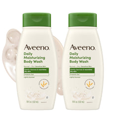 Aveeno frente del empaque mostrando tamaño y Pack doble, claridad de producto