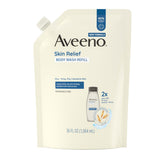 Aveeno bolsa refill frontal mostrando etiqueta y beneficio calmante