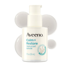 Aveeno frasco frontal del suero mostrando diseño y tamaño, calma inmediata