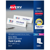 Avery tarjeta frontal paquete 100 mostrando aspecto profesional y fácil personalización