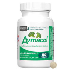 AVMACOL envase frontal mostrando 60 tabletas y beneficios principales