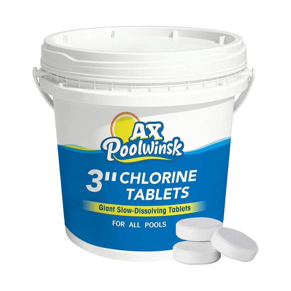 AX Poolwinsk bote frontal 5 lb mostrando etiqueta y seguridad