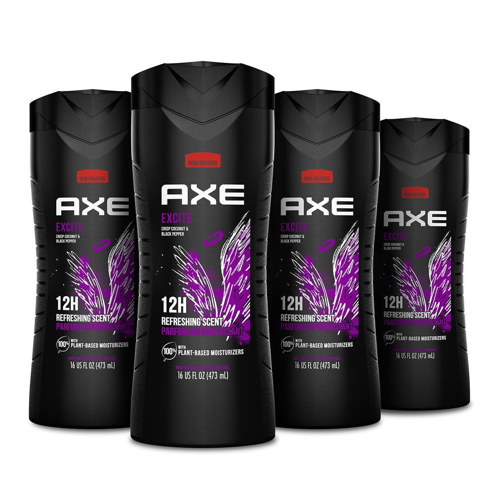 AXE frontal del pack de 4 botellas mostrando el diseño y fragancia