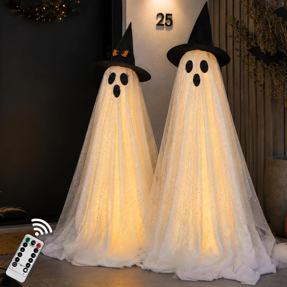AYGXU front view of two ghosts showing illuminated effect and curb appeal