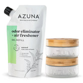 Azuna kit frontal mostrando tarros y beneficio neutraliza olores