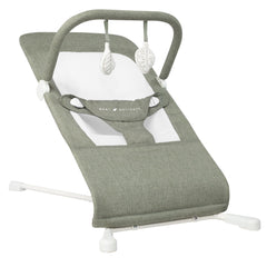 Baby Delight vista frontal del Highland Bouncer en sage tweed con aspecto acogedor
