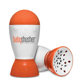 Baby Shusher vista frontal del dispositivo mostrando controles, calma rápida