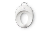 BabyBjörn asiento frontal blanco y gris mostrando ajuste estable y confort
