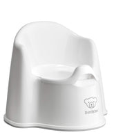 BabyBjörn orinal frontal blanco y gris mostrando respaldo alto y reposabrazos para confort