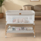 BabyBond moisés frontal beige mostrando estructura estable y aspecto acogedor