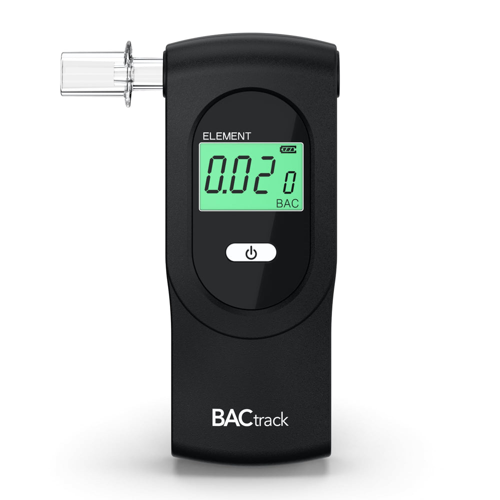 BACtrack Element frontal mostrando pantalla y diseño portátil, seguridad inmediata