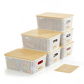 Bagnizer frontal del pack de seis cajas crema muestra diseño y beneficio de orden