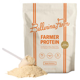 Ballerina Farm frontal del paquete mostrando sabor maple cinnamon y beneficio de proteína clara