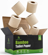 Bamboo Story vista frontal del empaque mostrando rollos y etiqueta ecológica