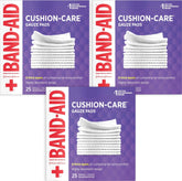 Band-Aid empaque frontal Cushion-Care mostrando cantidad y tamaño para organización