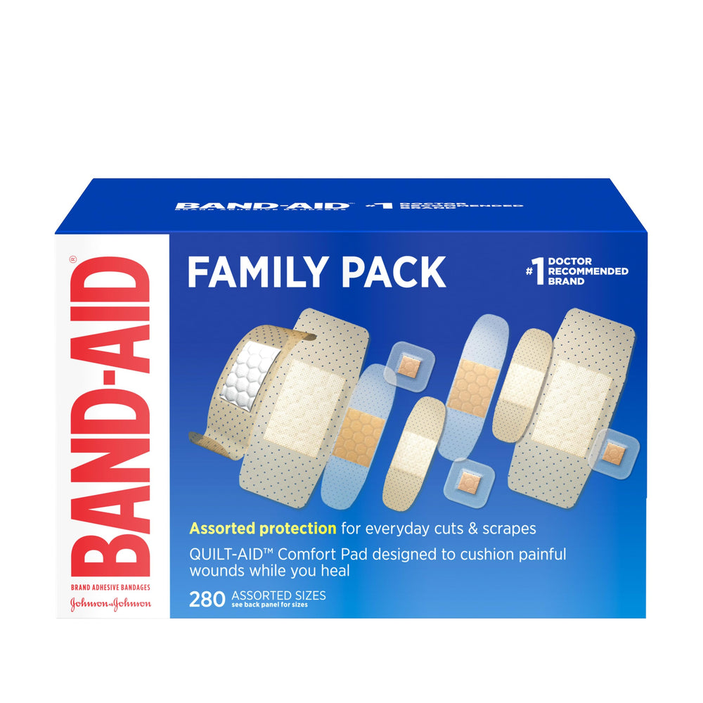 Band-Aid frente del empaque mostrando conteo y variedad útil