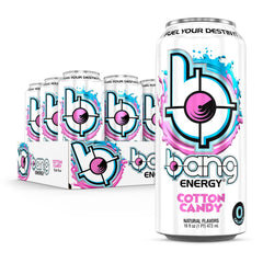 Bang lata Cotton Candy frontal mostrando diseño y beneficio energía sostenida