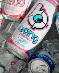Bang Cotton Candy detalle de etiqueta con EAA Aminos y certificación sin gluten
