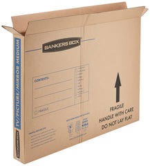 Bankers Box vista frontal de caja mediana para TV y cuadros protección segura