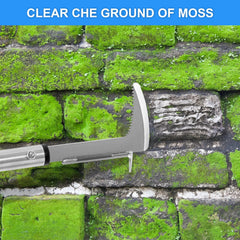 BARAYSTUS tool in use pulling weeds from a sidewalk crevice for cleaner joints
