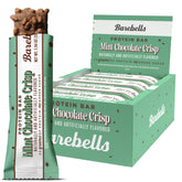 Barebells vista frontal del empaque Mint Chocolate Crisp, atractivo y práctico
