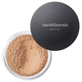 bareMinerals empaque frontal mostrando acabado matte y beneficio uniformiza