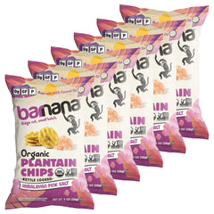 Barnana vista frontal del empaque mostrando snack crujiente y sello orgánico