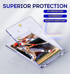 Basthalan carta estándar insertada mostrando alineación perfecta y protección UV