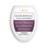 Bath Royale vista frontal del asiento blanco, apariencia sólida y limpia