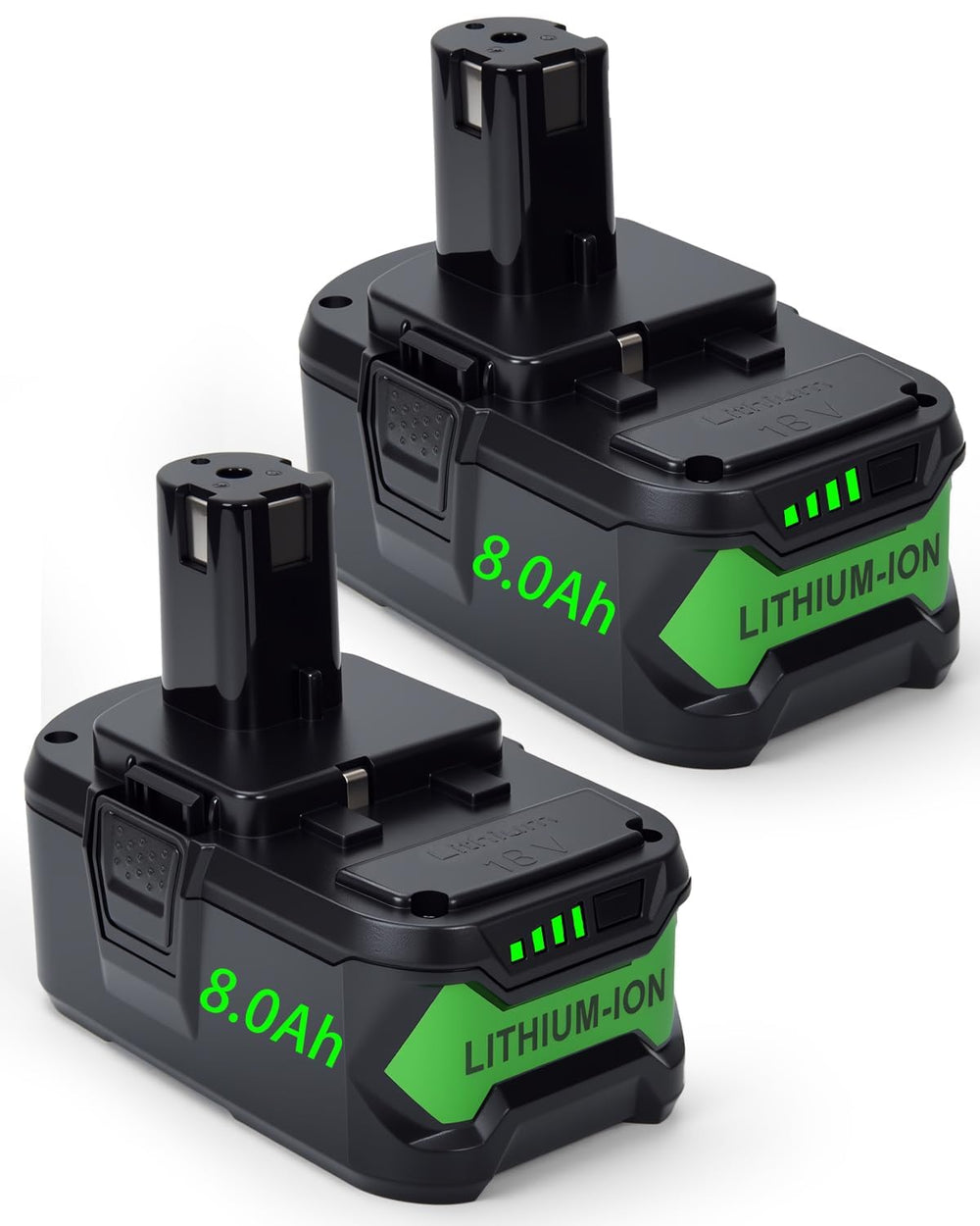 BATWAYPRO vista frontal del pack 2 baterías con compatibilidad Ryobi y mayor autonomía