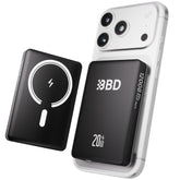 BBD cargador portátil frontal mostrando diseño magnético y portabilidad