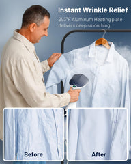 BEAUTURAL aplicando vapor sobre una camisa para eliminar arrugas rápidamente
