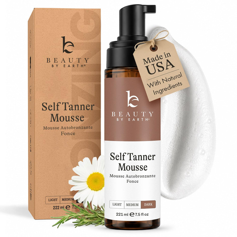 Beauty by Earth envase frontal mostrando la mousse para bronceado natural