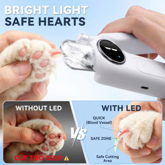 Bedama luz LED iluminando una uña clara para recortes más seguros