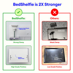 BedShelfie abrazadera 2.8" fija segura al raíl de la cama