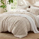 Bedsure edredón frontal beige boho añade calidez estética
