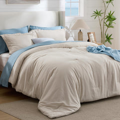 Bedsure edredón king frontal mostrando diseño jaspeado y confort