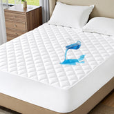 Bedsure vista frontal del protector queen que muestra ajuste limpio y protección