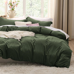 Bedsure vista frontal de funda nórdica oliva, aporta calidez y estilo