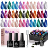 beetles Gel Polish vista frontal del set completo y variedad de colores