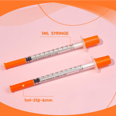 BeHerk primer plano de aguja 31G 6mm que reduce residuos y salpicaduras
