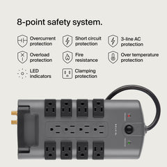 Belkin cable de 8 pies con enchufe plano y pivote para espacios reducidos