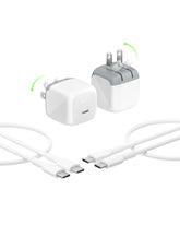 Belkin cargador frontal pack 2 mostrando puerto USB-C, conveniencia para viajar
