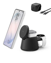 Belkin vista frontal del cargador 3 en 1 con alineación magnética y carga rápida