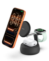Belkin ultracharge pro vista frontal con teléfono, carga rápida visible y orden